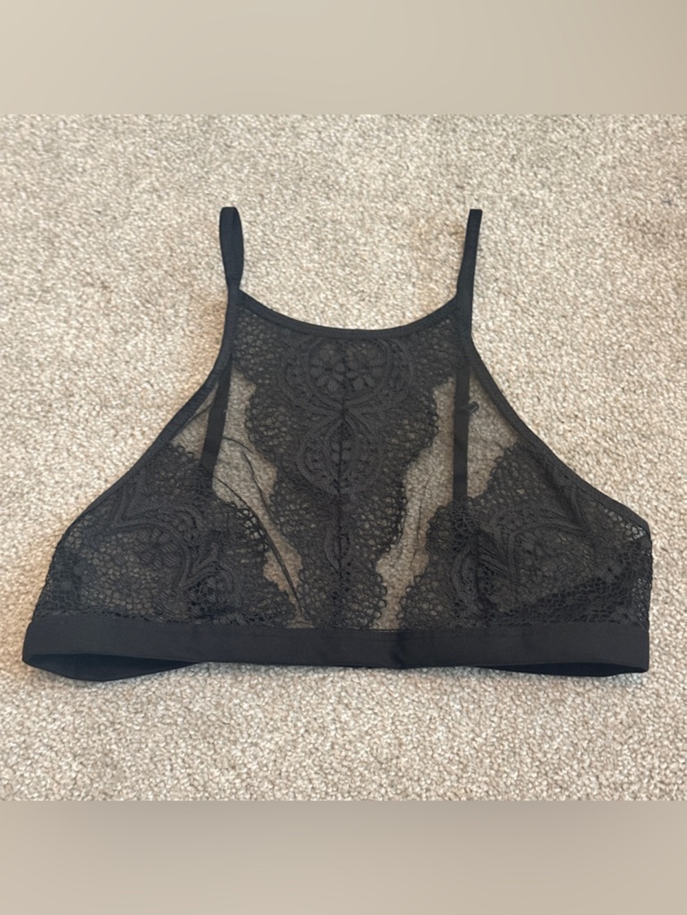 Victoria’s Secret High Neck Bralette Crochet Body By Victoria Black M